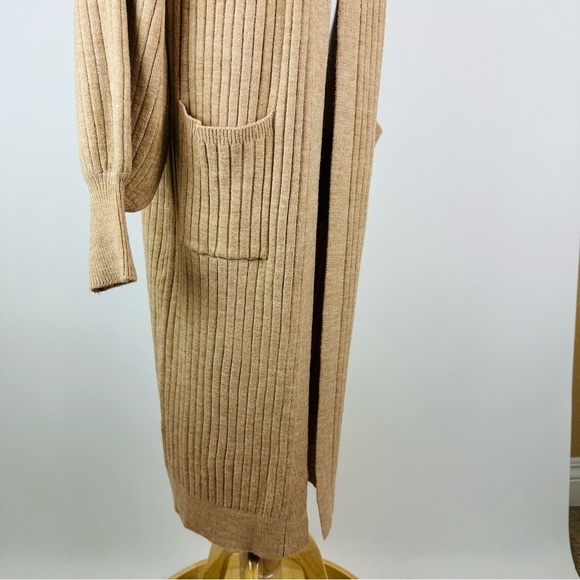 525 Neutral Ribbed Long Cardigan Sweater Size XS/Small - Picture 5 of 10